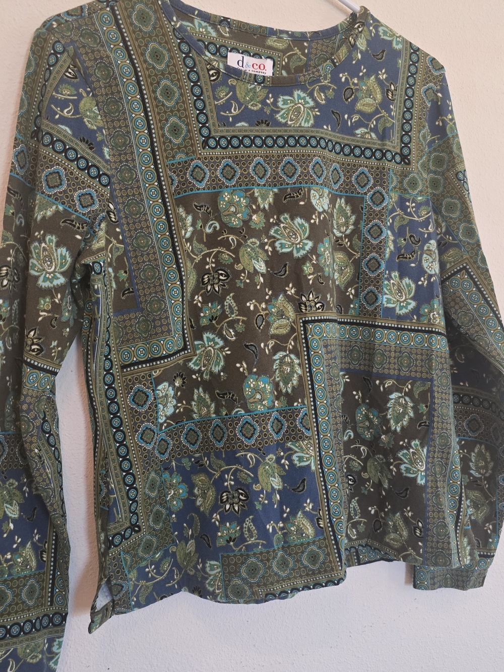 Womens Denim & Co. Green Floral Long sleeve